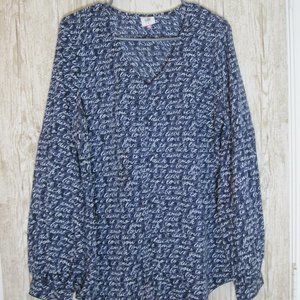 CAbi 5336 Te Amo Blouse Love Navy White Size Large
